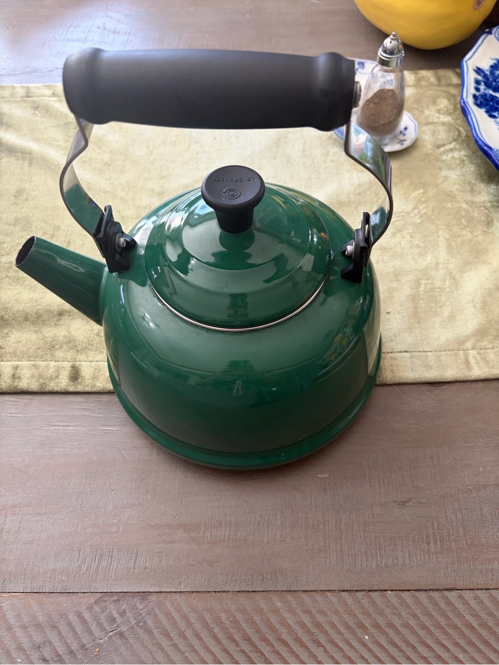Le Creuset Green Stovetop Kettle with Black Handle